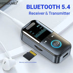 Adaptateur Bluetooth 5.4 4-en-1 – Récepteur & Transmetteur Audio AUX avec Écran LED