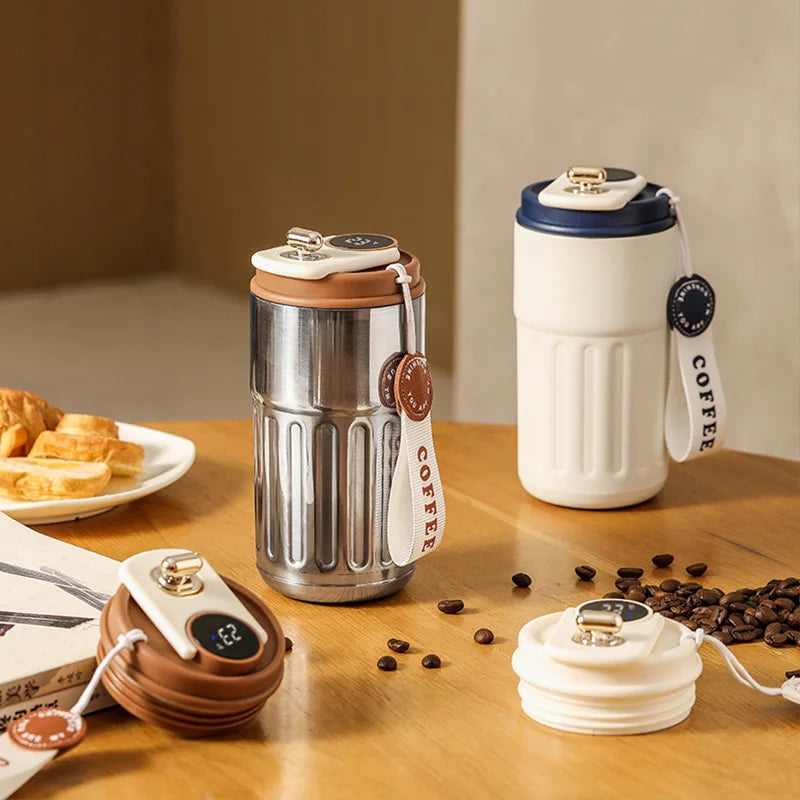 Thermos portable en acier inoxydable avec affichage de la température