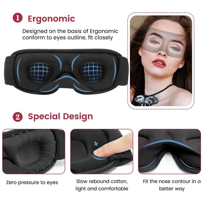 Masque de sommeil 3D Ultra confort - Bloque 100% de la lumière ! (Lot de 3)