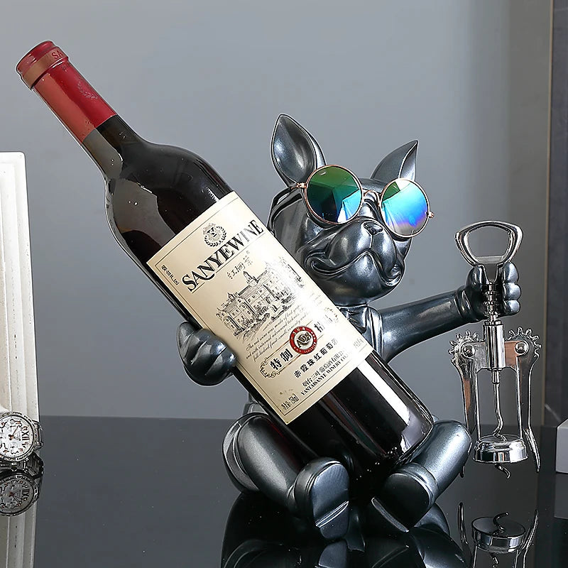 Sculpture de chien - Porte-vin moderne + Tire bouchon offert