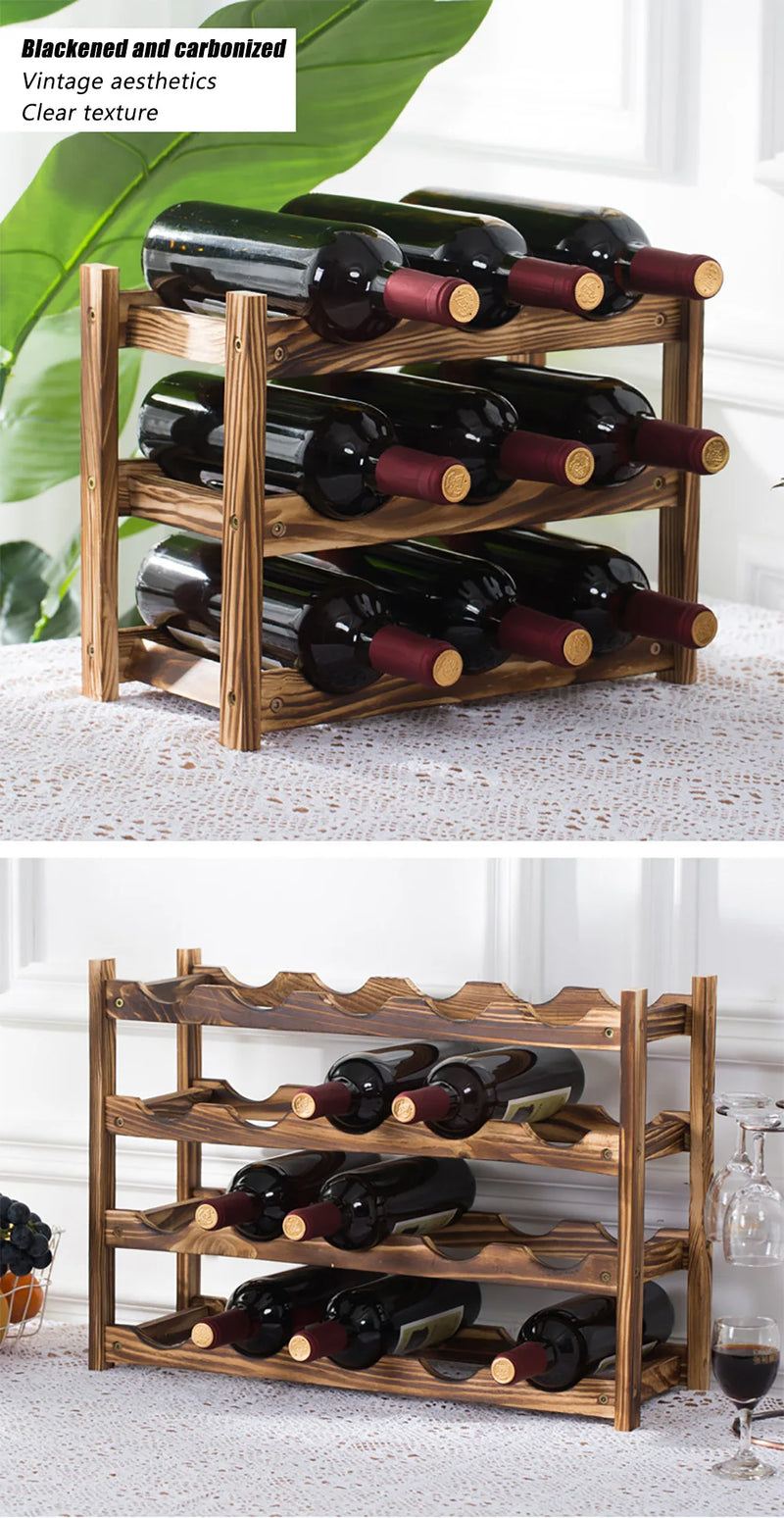 Étagère de rangement en Bois pour Bouteilles de Vin - 2/3 Niveaux