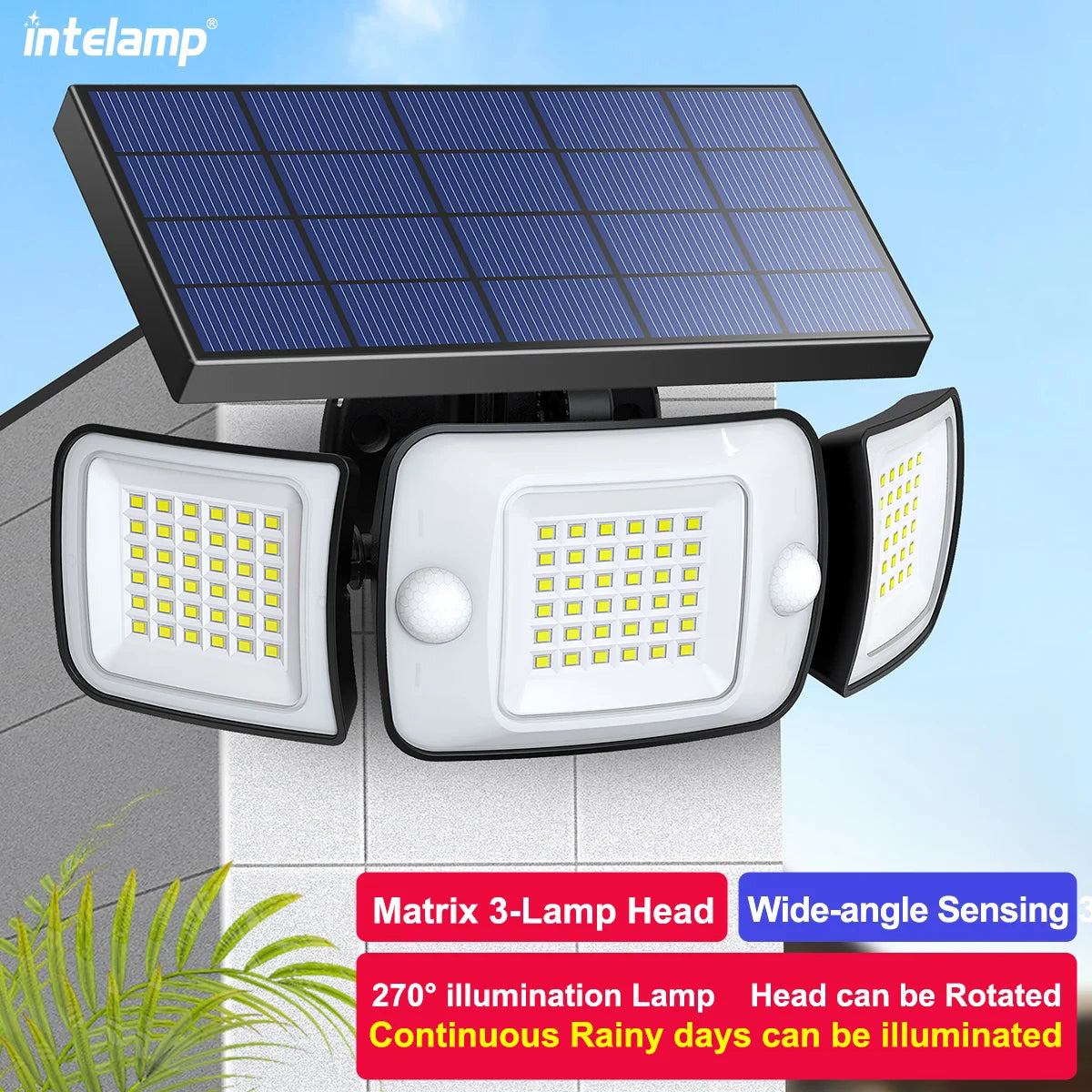Projecteur Solaire LED Ultra Puissante avec Double Détecteur de Mouvement