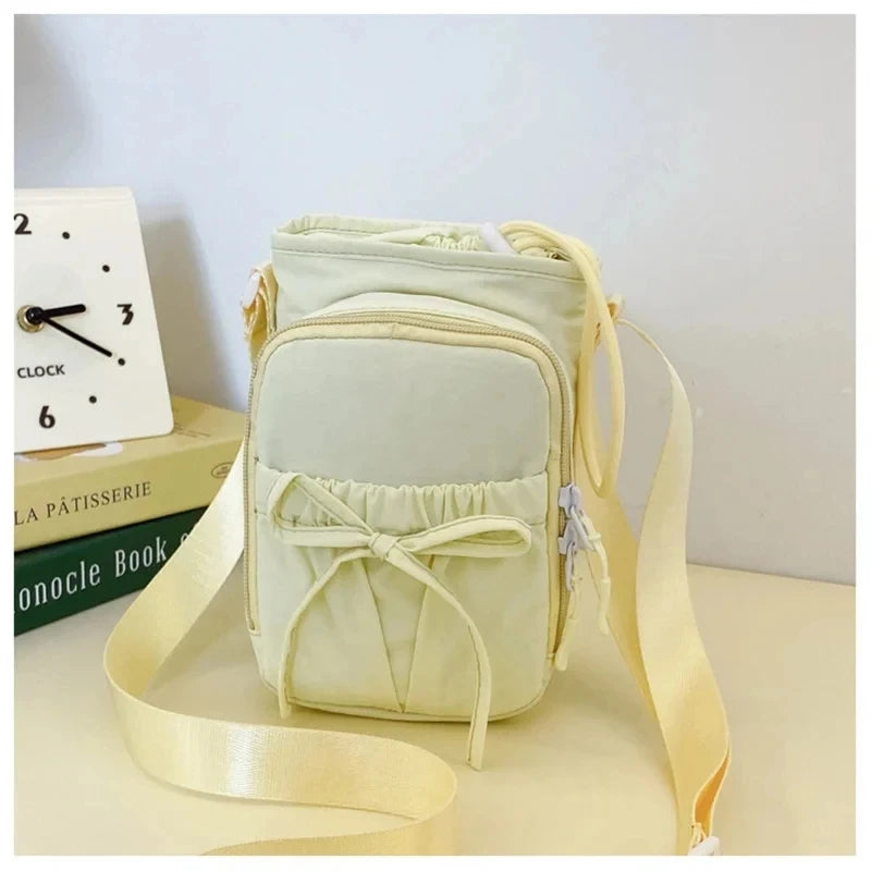 Lightweight Women's Shoulder Bag with Knot and Bottle Holder – Phone Pouch for Sports & Travel
