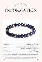 Bracelet Triple Protection - Œil de Tigre, Hématite et Obsidienne Noire