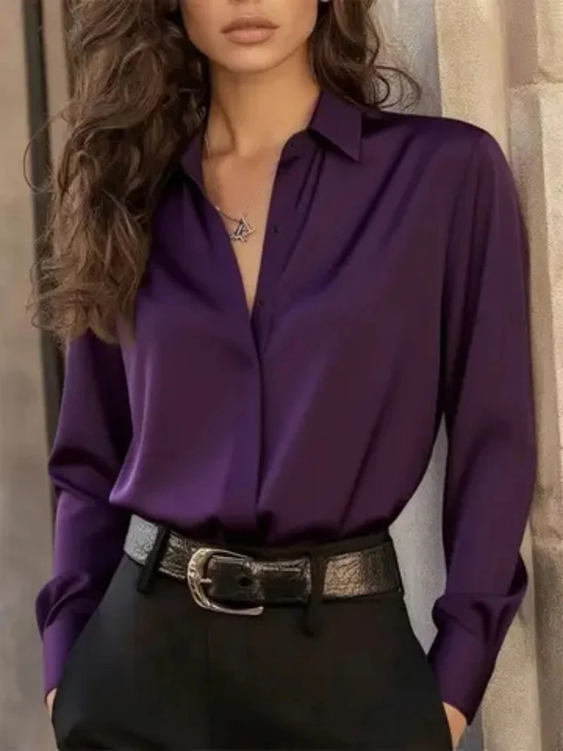 Chemise Femme Chic à Manches Longues – Élégante & Intemporelle pour Look Bureau
