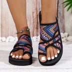 Sandales Plateforme Femme Motifs Ethniques Colorés — Bout Ouvert, Légères, Plage & Été