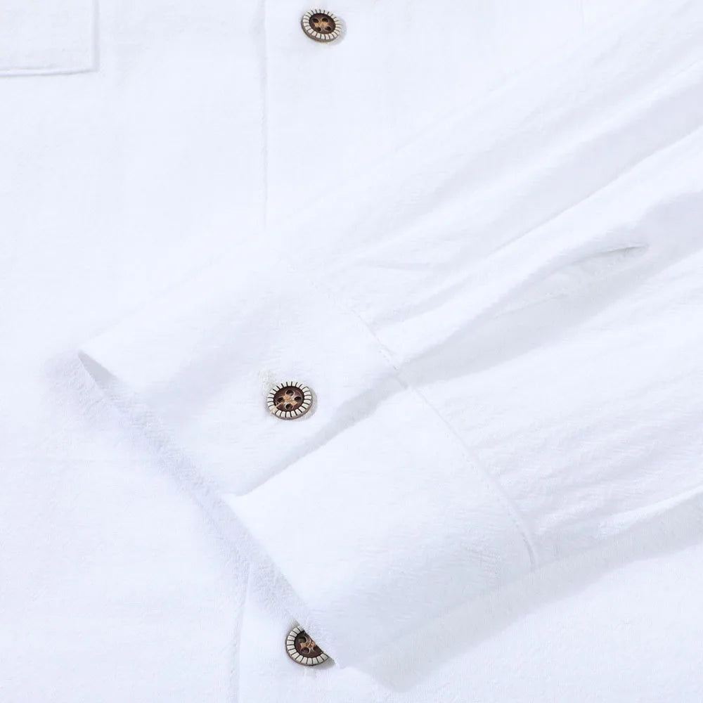 Chemise Élégante en Coton & Lin avec Double Poche à Rabat – Homme