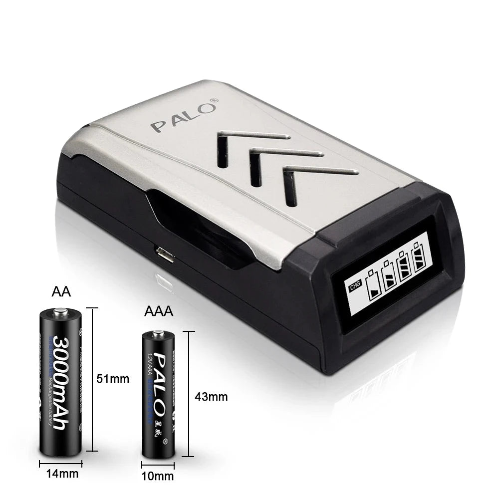 Kit Chargeur de piles AA/AAA et piles rechargeables + Boite de rangement OFFERTE