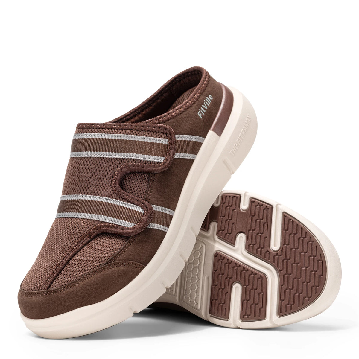 Mules FITVILLE pour Homme à Bout Large – Respirantes, Sans Lacets avec Soutien de la Voûte Plantaire