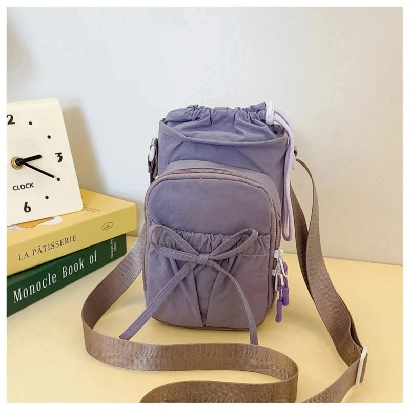Lightweight Women's Shoulder Bag with Knot and Bottle Holder – Phone Pouch for Sports & Travel