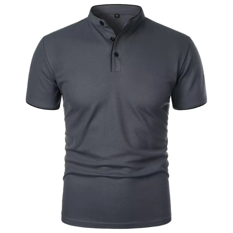 Polo Homme Col Mao Manches Courtes Respirant — Coupe Ample Oversize