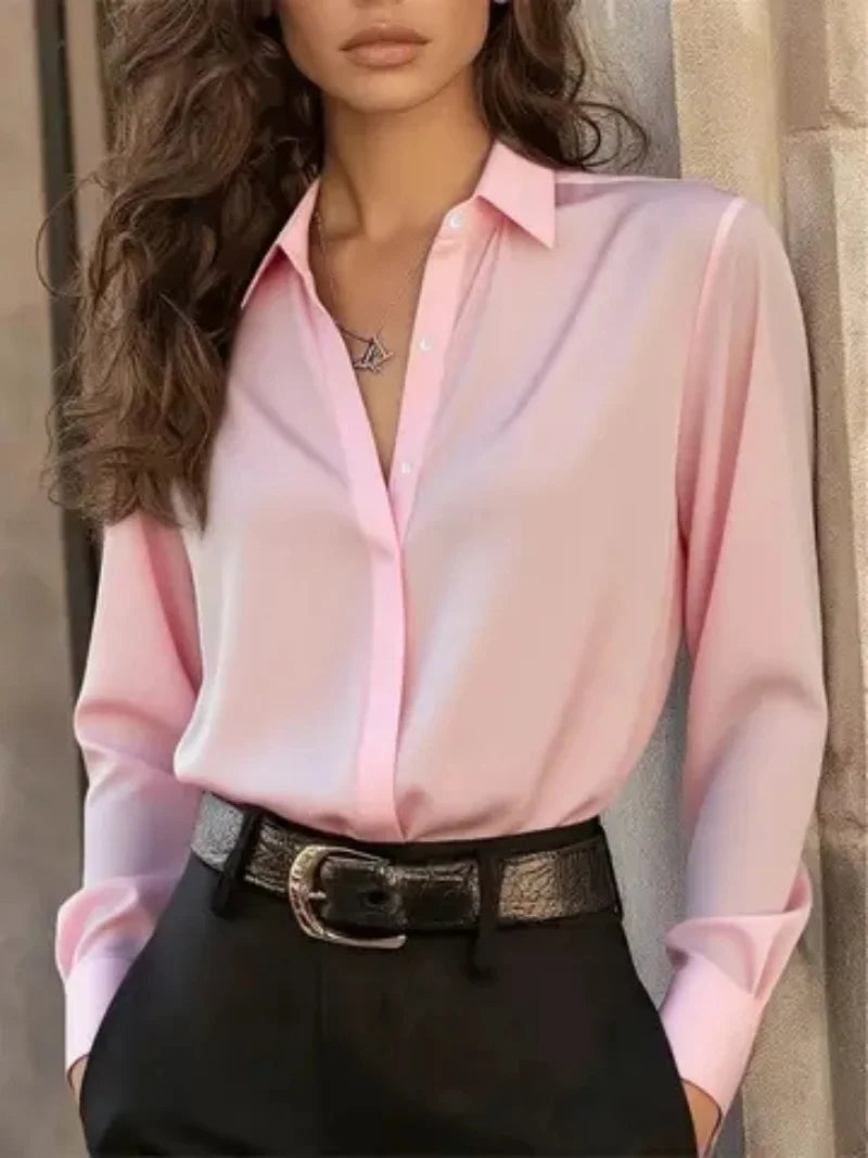 Chemise Femme Chic à Manches Longues – Élégante & Intemporelle pour Look Bureau