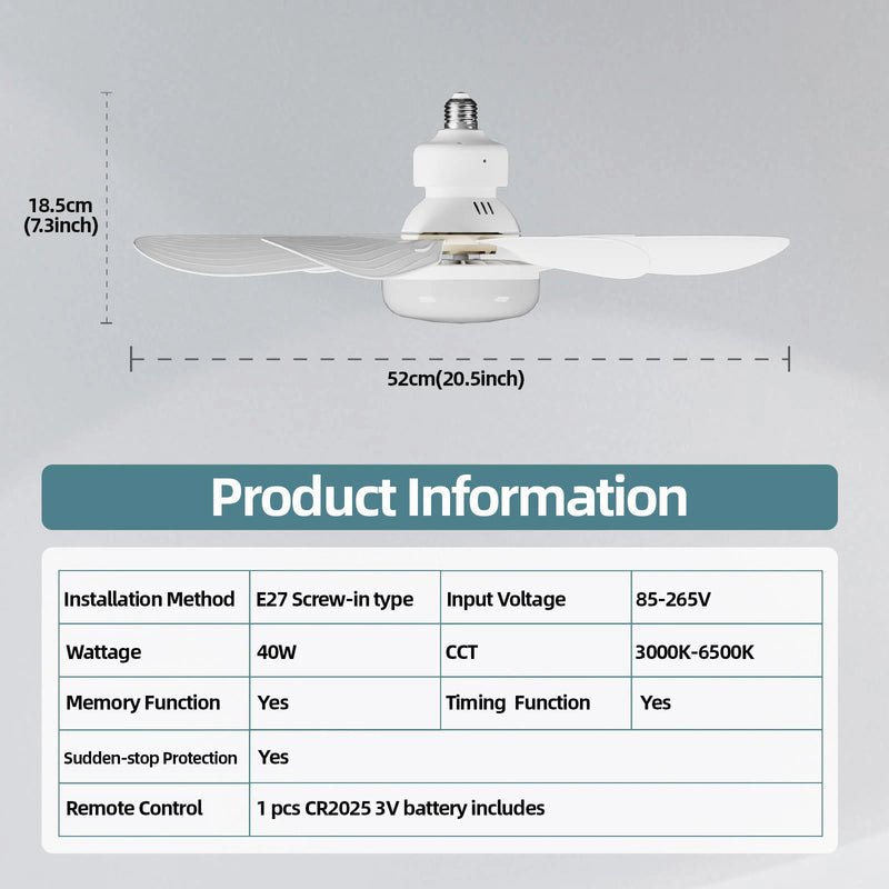 Plafonnier LED 40W avec ventilateur et télécommande