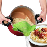 Passoire à pâtes en silicone anti-déversement, clip universel