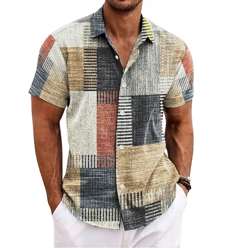Lightweight Patchwork Print Shirt - Men's