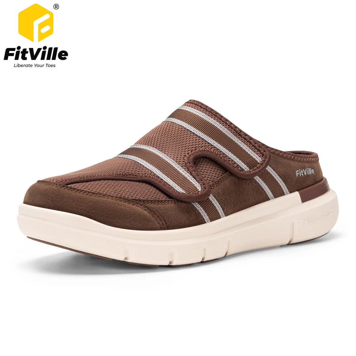 Mules FITVILLE pour Homme à Bout Large – Respirantes, Sans Lacets avec Soutien de la Voûte Plantaire