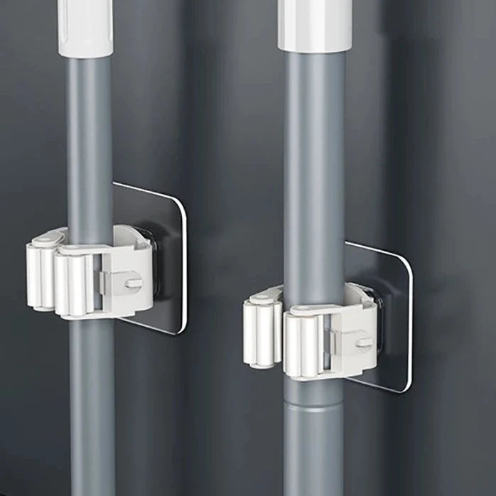 Lot de 4 Supports Muraux Auto-Adhésifs pour Serpillière et Balai