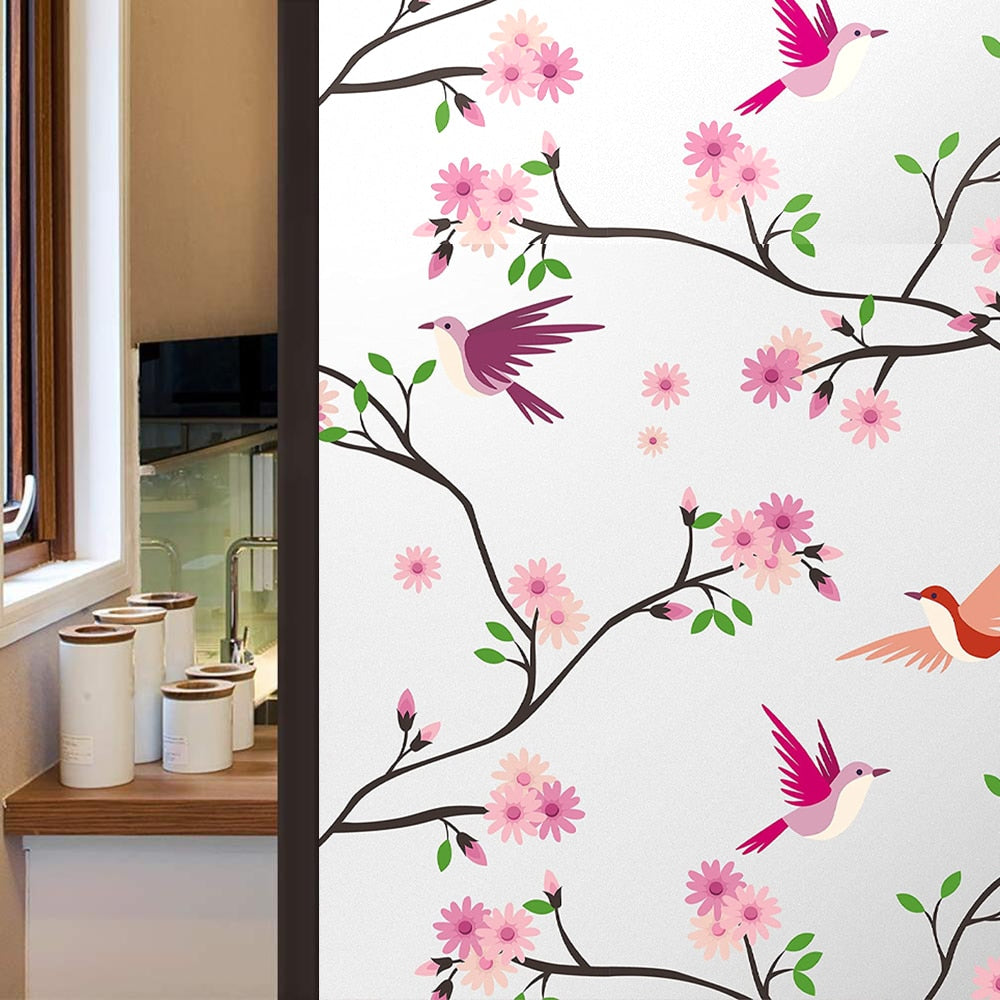 Self-Adhesive Privacy Film with Bird Patterns