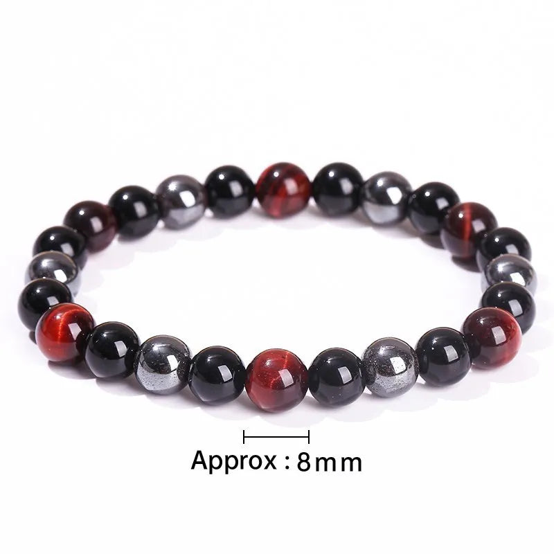 Bracelet Triple Protection - Œil de Tigre, Hématite et Obsidienne Noire