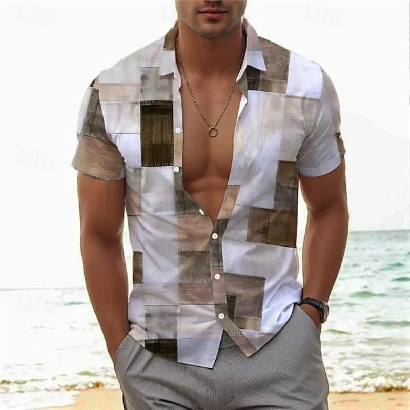 Lightweight Patchwork Print Shirt - Men's