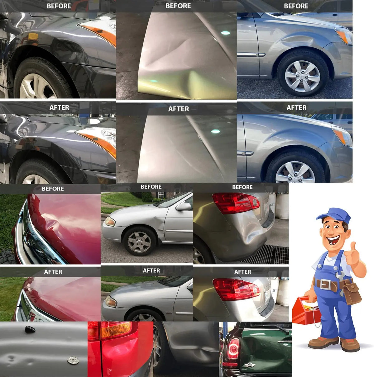 Kit Extracteur de Bosses pour Voiture – Poignée en T avec 18 Languettes de Collage – Réparation Carrosserie Sans Peinture