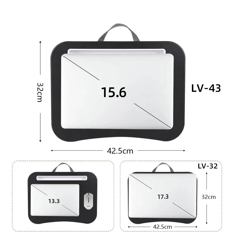 Bureau de voyage multifonctionnel pour ordinateur portable avec coussin