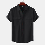 Chemise en coton et lin à Double poche pour homme