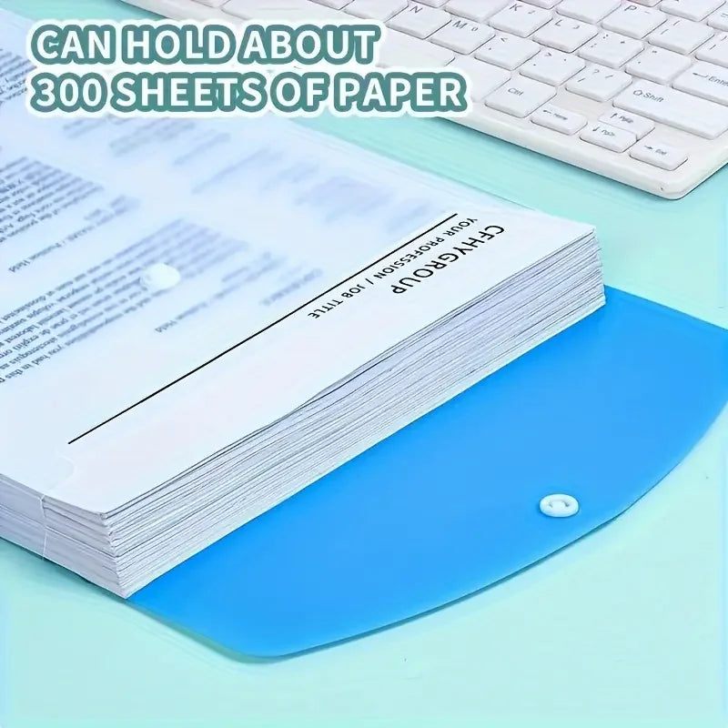 Lot de 5 Pochettes Classeurs pour Rangement Documents A4 à 11 Trous – Fermeture à Bouton-Pression & Couleurs Assorties