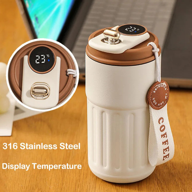 Thermos portable en acier inoxydable avec affichage de la température