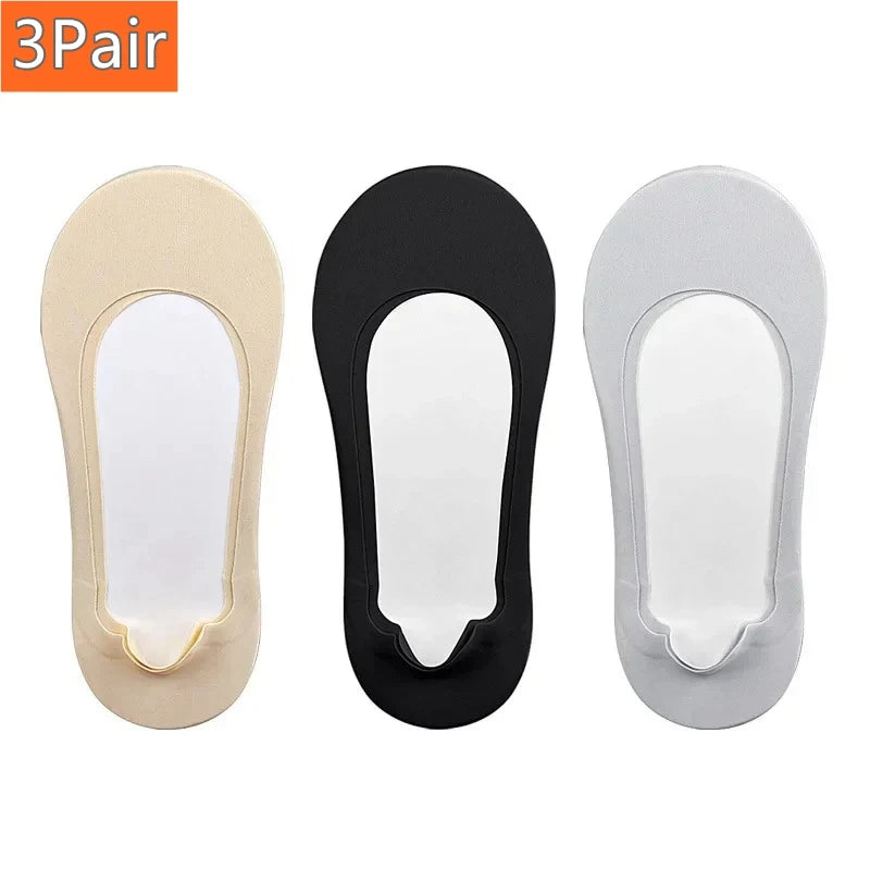 Lot de 3 Paies de Chaussettes Semelles Invisibles Antidérapantes Femme avec Coussinets Amortissants