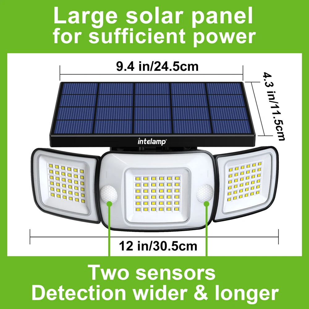 Projecteur Solaire LED Ultra Puissante avec Double Détecteur de Mouvement