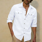 Chemise Élégante en Coton & Lin avec Double Poche à Rabat – Homme