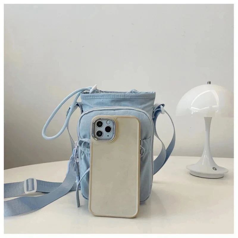 Sac Bandoulière Femme Léger à Noeud avec Porte-Bouteille – Pochette Téléphone pour Sport & Voyage
