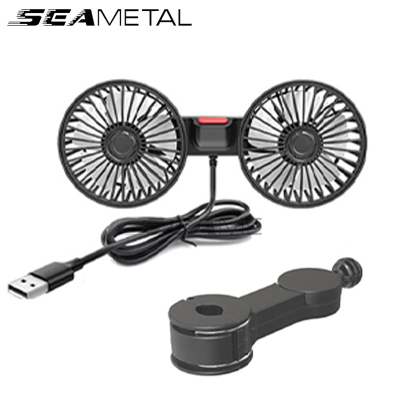 Double ventilateur USB 360 degrés pour voiture