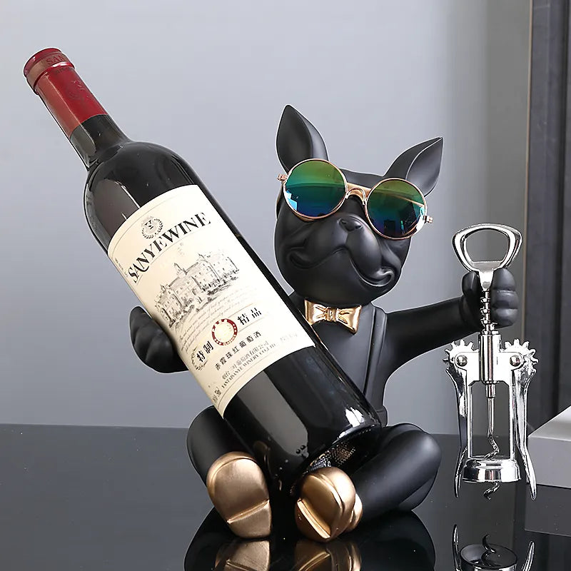 Sculpture de chien - Porte-vin moderne + Tire bouchon offert