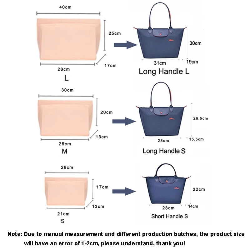 Organisateur en feutrine pour sac à main format Cabas