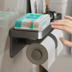 Porte-papier toilette avec étagère de rangement intégrée