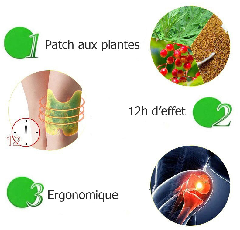 Lot de 20 Patchs genoux anti inflammatoires aux plantes