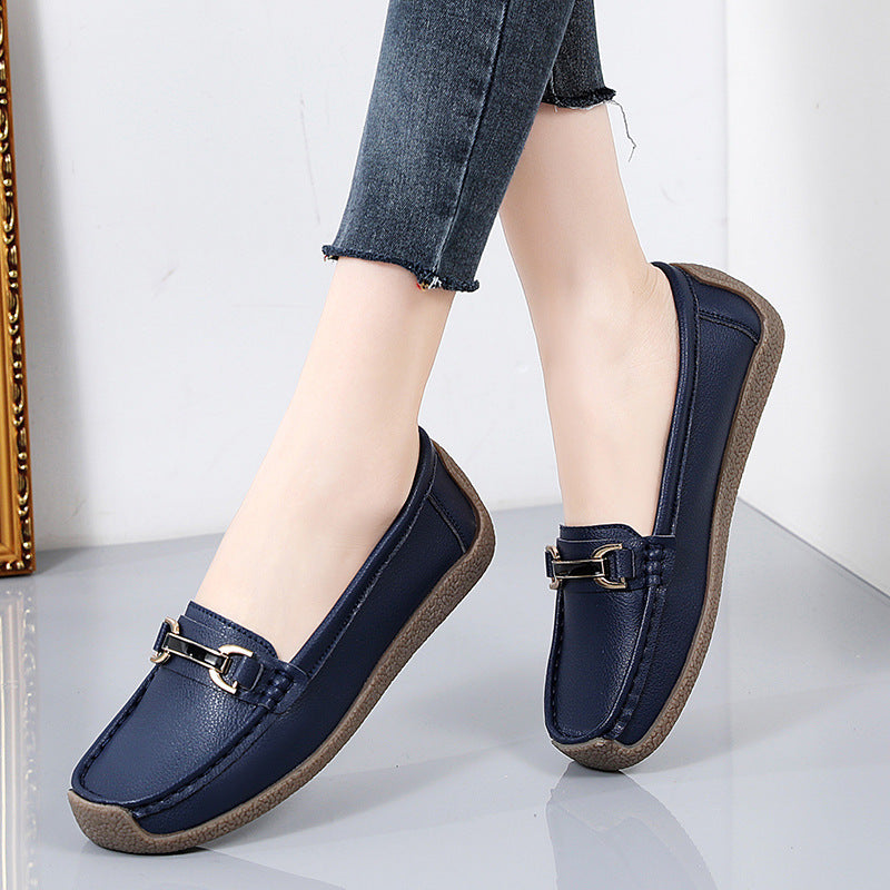Slip-on loafers with metal buckle - Non-slip soles