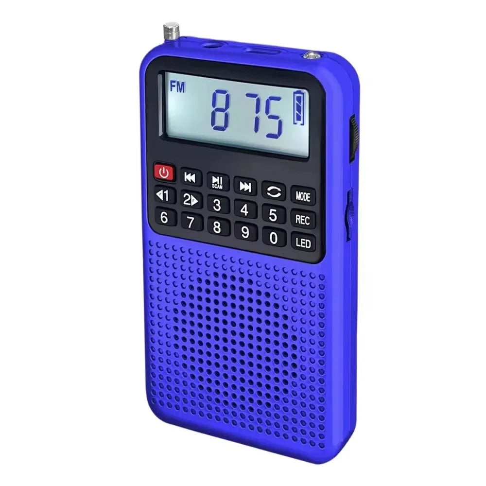 Mini radio FM de poche avec Haut Parleur HD et Lampe Torche intégrées