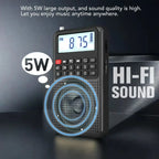 Mini radio FM de poche avec Haut Parleur HD et Lampe Torche intégrées
