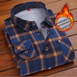 Chemise à carreaux en velours épais pour homme