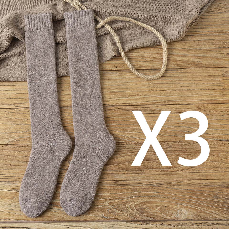 3x Paire de chaussettes longues en laine épaisse