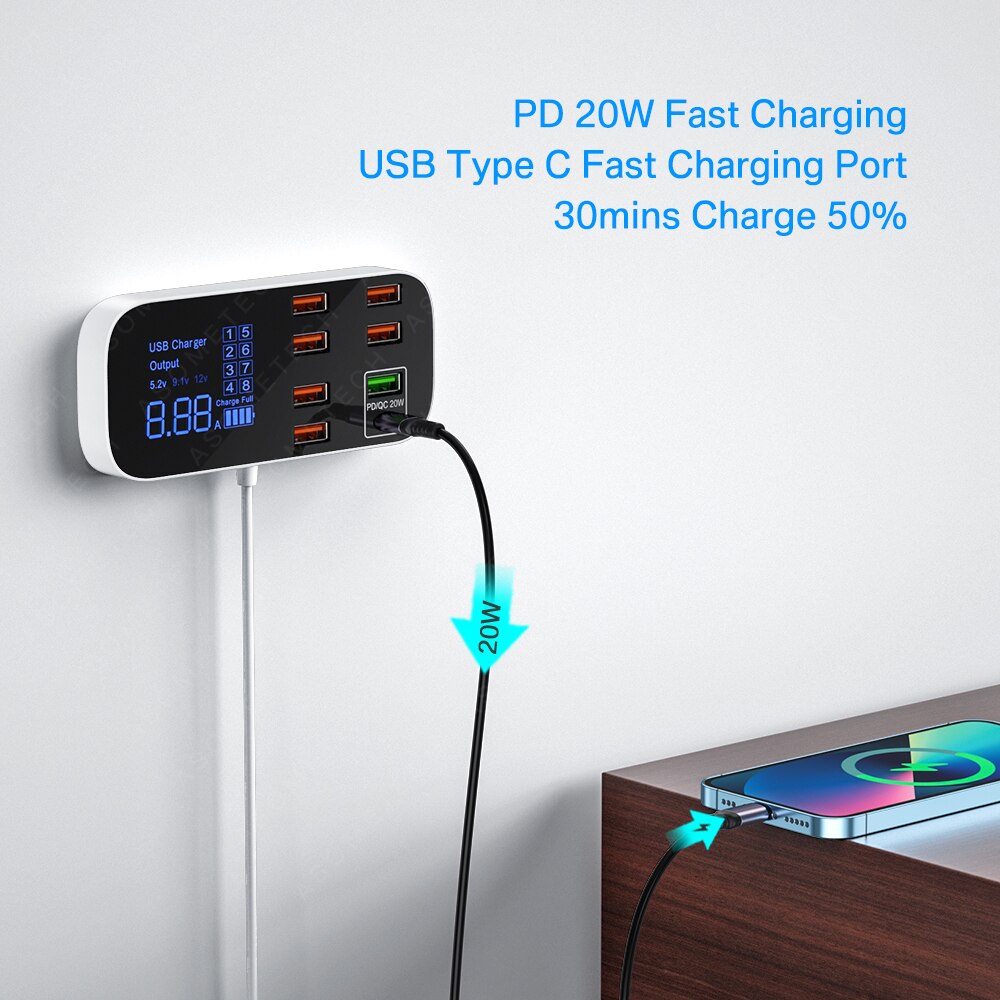 Station de charge rapide USB (8 ports)