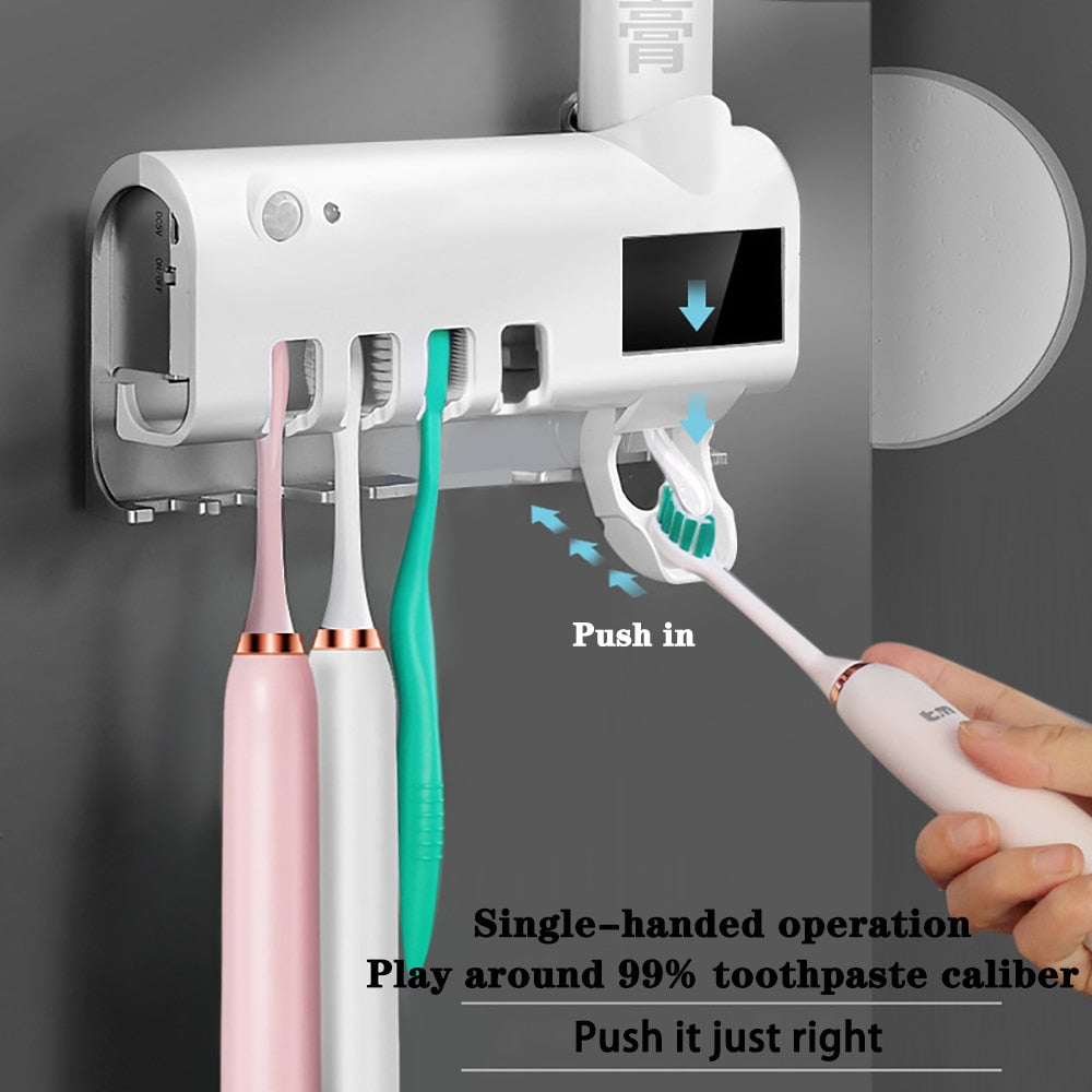 Support de brosse à dents à stérilisation UV 3 en 1