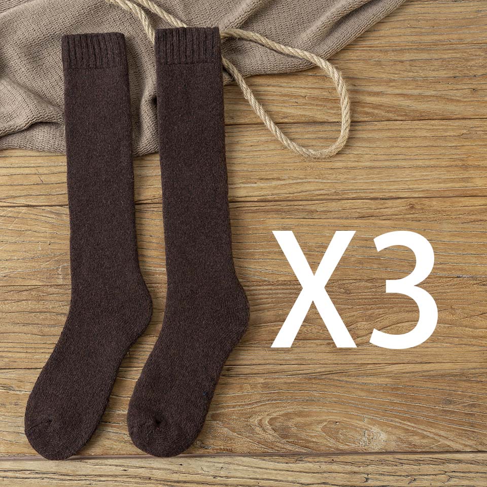 3x Paire de chaussettes longues en laine épaisse