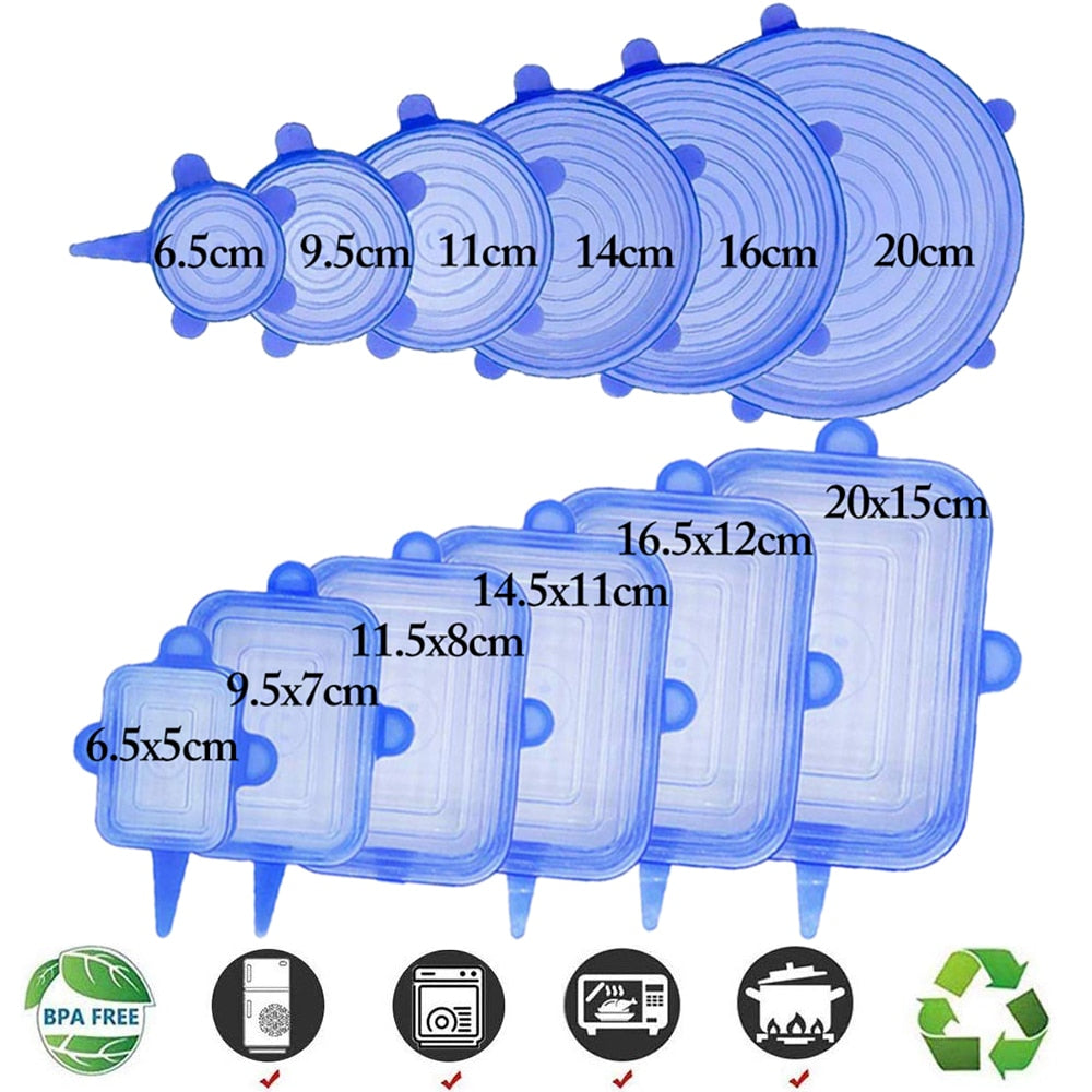 12x Couvercle en silicone extensible