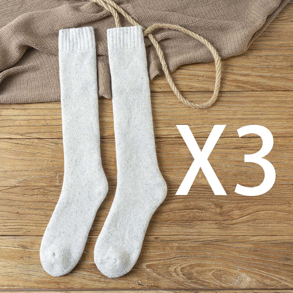 3x Paire de chaussettes longues en laine épaisse