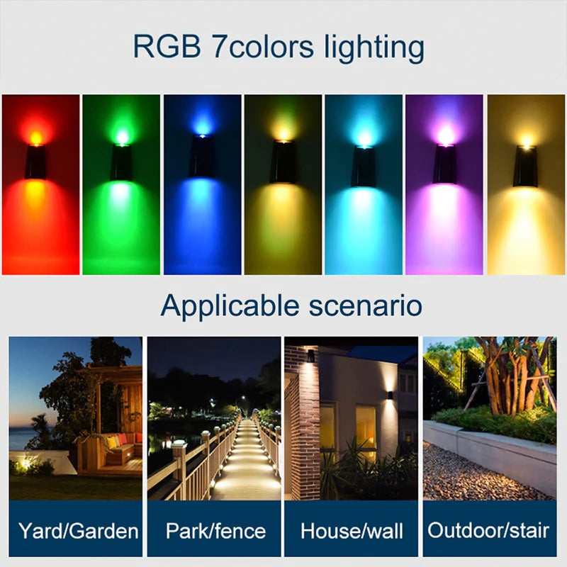 Lot de 4 Appliques murales solaires RVB