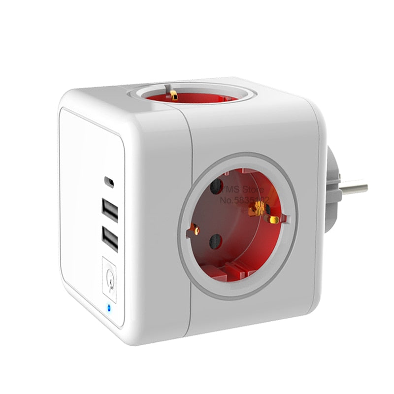 Multiprise cube 4 prises + 3 ports USB